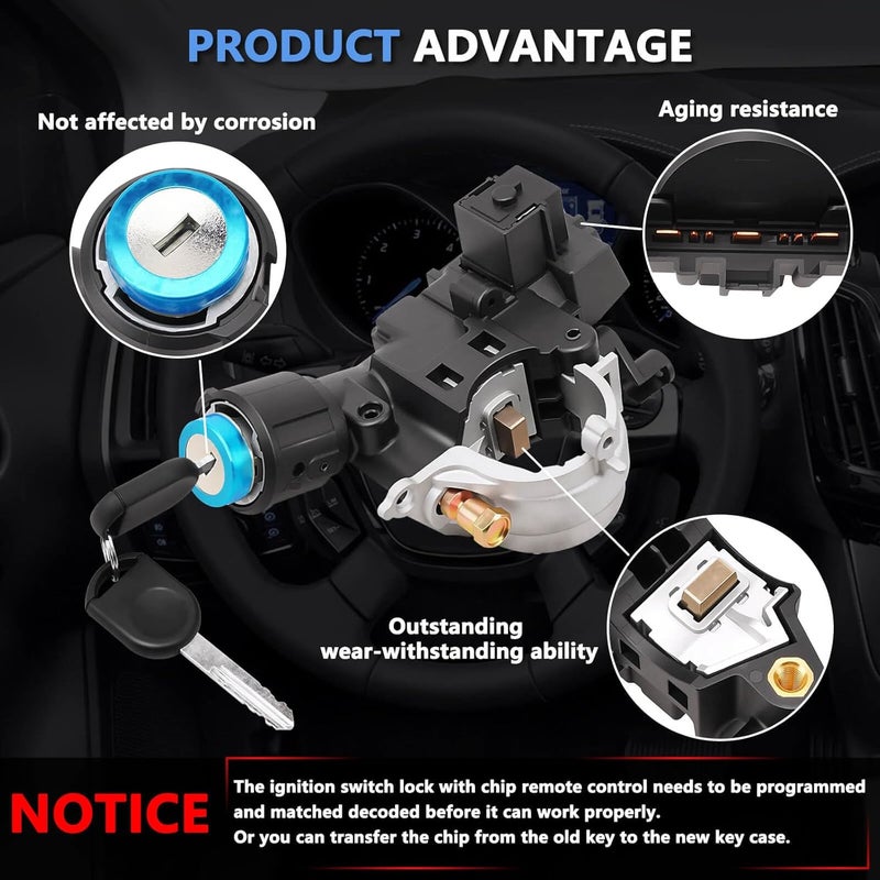 RAMATA 989-019 9L8Z3511A Ignition Switch Lock Cylinder with Key (chip: 46) Shear Bolt Compatible with 2008 2009 2010 2011 2012 Ford Escape, Mazda Tribute Mercury Mariner Ford Focus, Replace ZZDB66160 - Image 5
